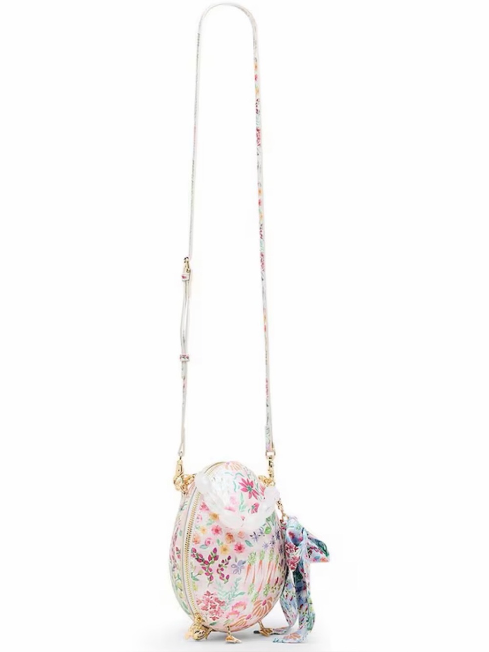Betsey Johnson The Plot Chickens Floral Egg-Top Handle/crossbody floral Pastels - Picture 5 of 7